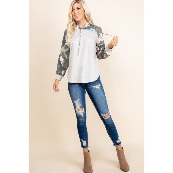 Solid French Terry Casual Hoodie - Picture 2 of 7